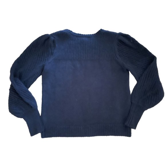 Derek Lam 10 Crosby Women's Black Crochet Sleeve‎ Pullover Sweater Black Medium - Picture 2 of 5